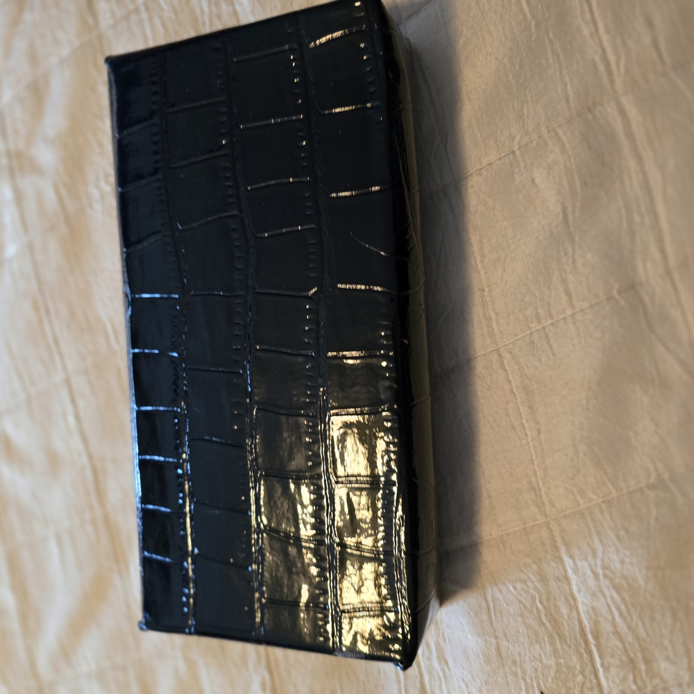 Ralph Lauren Double RL Black Crocodile Clutch